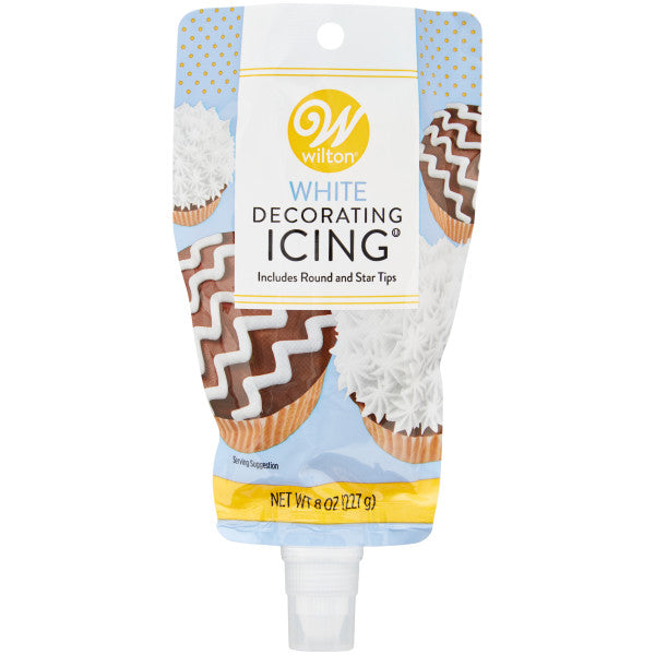 Wilton White Icing Pouch with Tips, 8 oz.