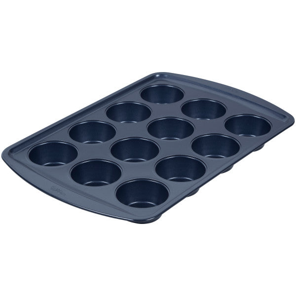 Wilton Diamond-Infused Non-Stick Navy Blue Muffin and Cupcake Pan, 12-Cup