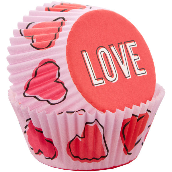 Wilton Red and Pink Hearts “Love" Valentine's Day Cupcake Liners, 75-Count