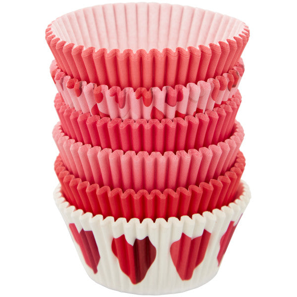 Pink Hearts Valentine's Day Foil Cupcake Liners, 24-Count - Wilton