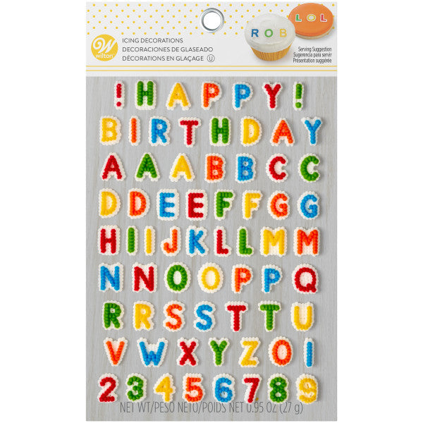 Wilton Happy Birthday Letters and Numbers Icing Decorations, 68-Count
