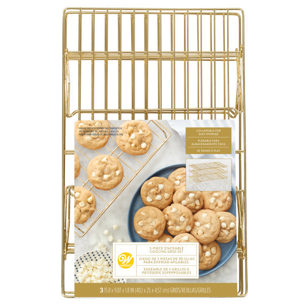 Golden Cooling Rack Gold Stackable Cooling Racks, 3-Tier Set — Cake and Candy Supply