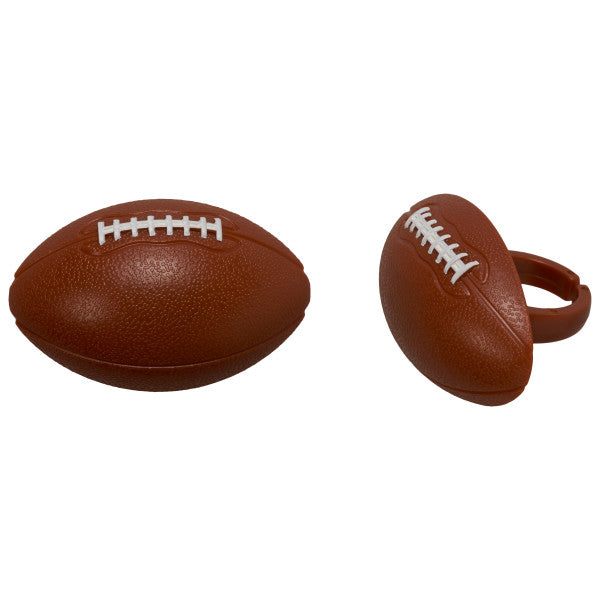 3D Football with white stitches Cupcake Rings set of 12