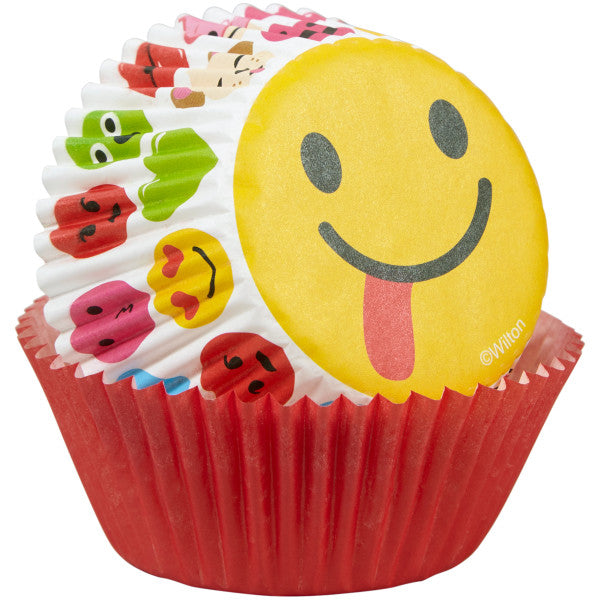 Wilton Smiling Emoji Standard Cupcake Liners, 75-Count