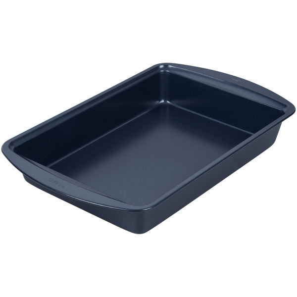 Wilton Diamond-Infused Non-Stick Navy Blue Oblong Pan with Cover, 9 x 13-inch